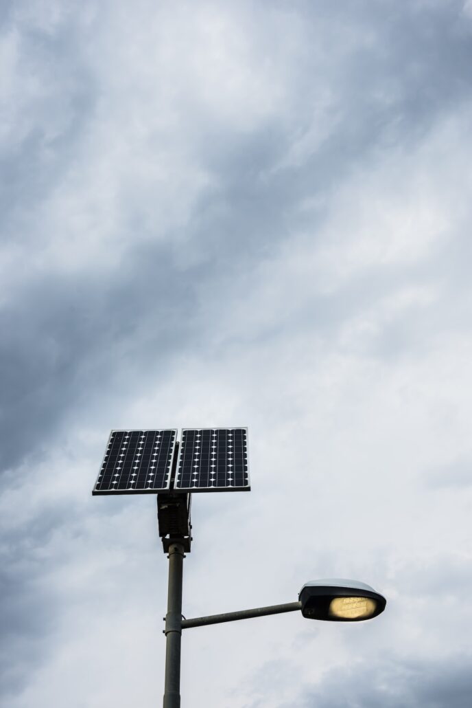 Solar panel on street lamp post