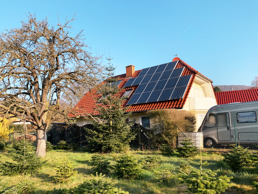 Solar Panels on Roof of Countryside House