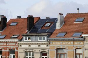 Solar energy on the roof of the tenement house.